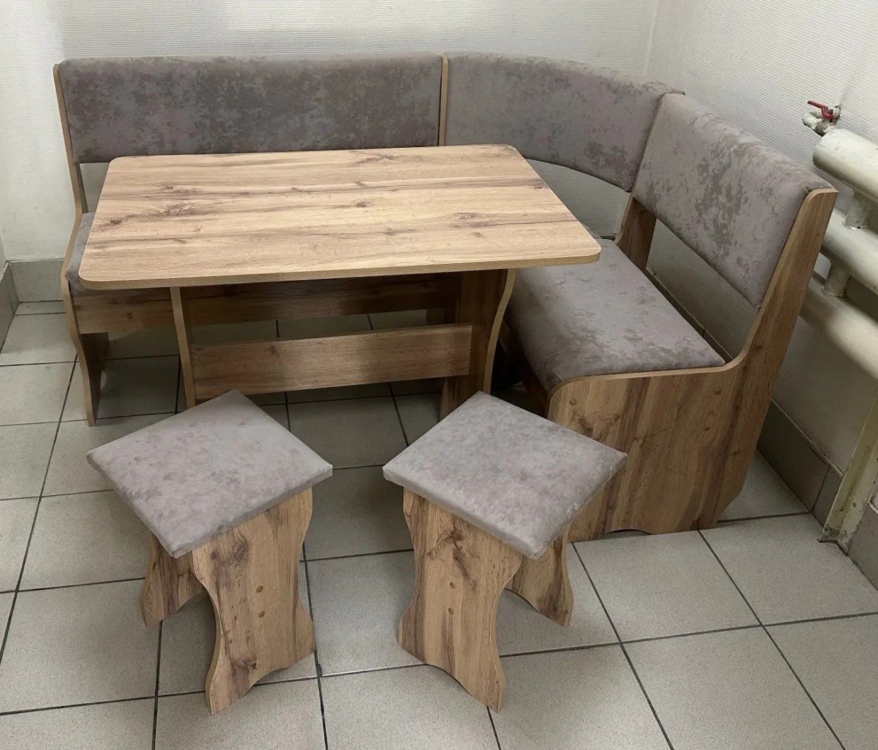 Кухонный уголок Миссия V велюр (дуб вотан) в Мирном - mebel154.com
