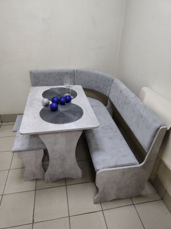 Кухонный уголок Миссия V велюр (цемент) в Мирном - mebel154.com