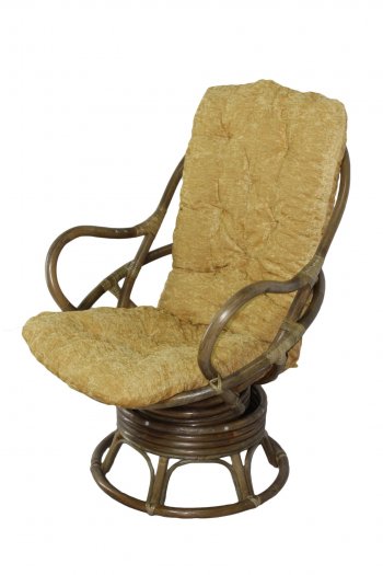 Кресло-качалка Swivel Rocker (Ротанг №6, ткань Mulan 152) в Мирном - mebel154.com